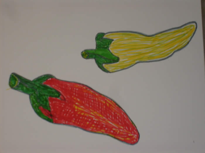 jalapenos, red and yellow art