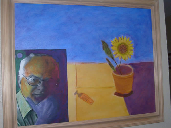 fauvist portrait with sunflower, bruce williamson
